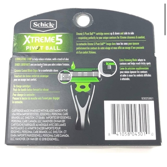 Schlick Premium Quality Xtreme 5 PivotBall Men's Razor Refills 4 Count Box x 2 - Picture 2 of 4